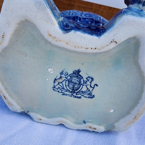 Victorian Ironstone Royal Armsflow Blue Teapot " Buddha Toby - Picture 6 of 7